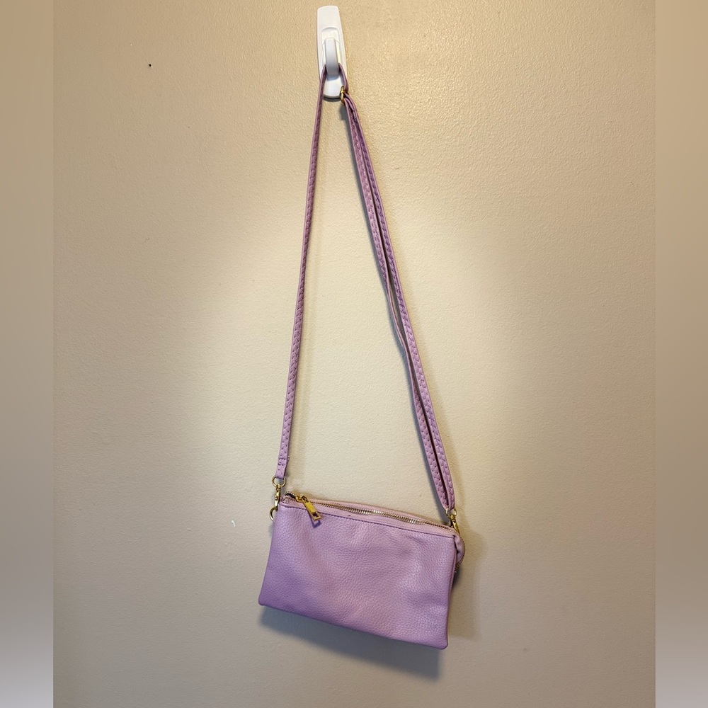Purple Leather Crossbody Bag with Minimalist Design